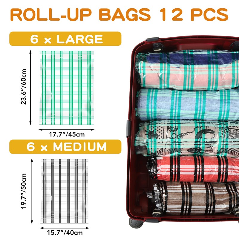 Storage Master 12 Travel Compression Bags, Vacuum Packing Space Saver