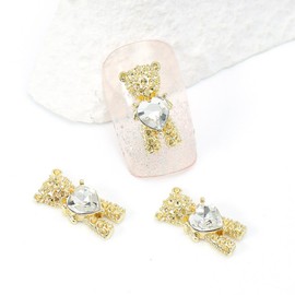 Abaodam 20pcs Bear Shaped Rhinestones for Manicure Cute Heart Design Nail Decorations Shiny Bear Patches for Nail Art Elegant and Unique Accessories for Various Occasions