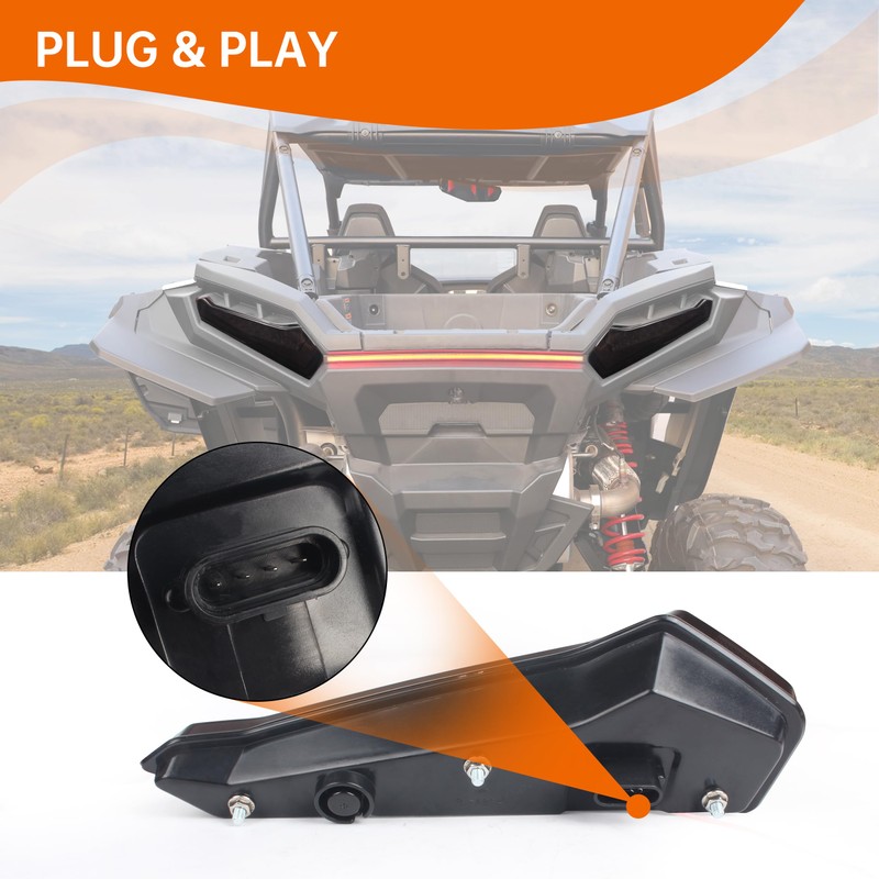 CUSAUTV Smoked Black LED Tail Lights for Polaris RZR XP