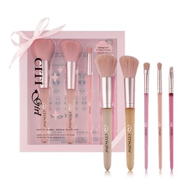 Make up brush set, 5 make-up brushes for every make-up step, set with powder brush, cheek brush, flat foundation brush, concealer brush and eyeshadow brush