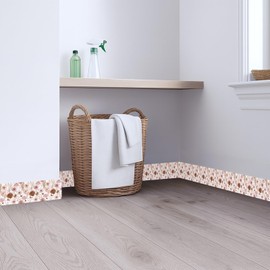 IOHEFY Pink Floral Wallpaper Border 196x4 Inch Peel and Stick Wall Border Removable Vinyl Wall Trim Vintage Rose Pattern for Kitchen Bathroom Bedroom Living Room Home Decor