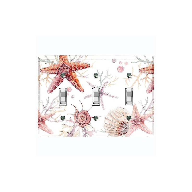 Metal Light Switch Plate Cover Ocean Coral Reef Starfish Seashells