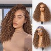 GORGIUS Glueless Water Wave Lace Front Wigs Brown Synthetic Curly