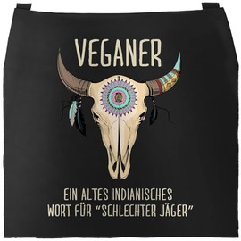 MoonWorks® BBQ Apron for Men with Saying "Hier grillt der Chef persönlich" [German Language] Hipster Grilling, Cotton Apron, Kitchen Apron, Vegetarian Vegan Black, One size fits all