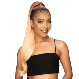 Remy Illusion Pony Emerald Ponytail Extension Synthetic Hair – 28 Inch Pony Tails Hair Extensions – Pre Straightened Ponytail Extension with Trendy Color Choices – Comfortable and Soft (ICY)