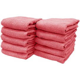 8 Year Towel, Hand Towel, 13.4 x 13.8 inches (34 x 35 cm), 100% Cotton, Thin, Quick Drying, Highly Absorbent, Durable, No Bulk, Cherry, Set of 10