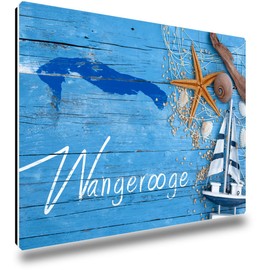 TRIOSK Fridge Magnets North Sea Magnet Island Wangerooge Saying Souvenir Gift Maritime for Travel Lovers Women Men North Sea Lovers Fridge Strong Square Large 85 x 55 mm