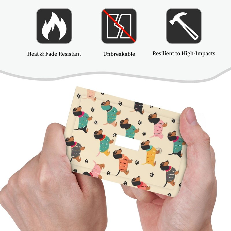 Buyidec Dachshund Colorful 1 Gang Single Toggle Outlet Light Switch