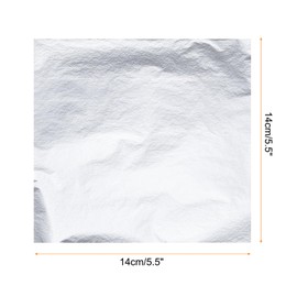 MECCANIXITY Bright Silver Leaf Papers Gold Leaf Foil Sheet 5.5 x 5.5inch for Art Decoration, Sculptures, Pack of 100