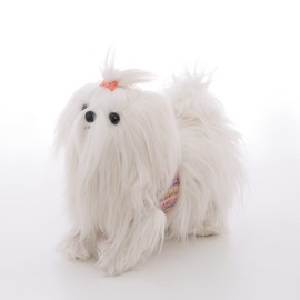 CU-MATE 11 Inch- Shih Tzu Puppy Toys Dog -White Longhaired Pomeranian Plush Stuffed Animal Realistic Dog Plush Toy Pet Present Gift