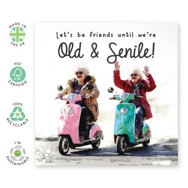 Cool Grandmas Birthday Card - 'Friends Til Old And Senile' - Gifts for BFF, Besties, Best Friends, Sister, Her - Riding Scooters - Comes with Fun Stickers