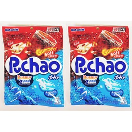 Gummy Soft Candy,Puchao Chewy Candy Soda 2 Flavor,(Cola,Ramune Soda),3.53 Oz,2 Pack