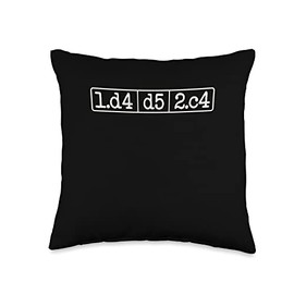 1.d4 d5 2.c4 for Chess Player Chess Queens Gambit Throw Pillow, 16x16, Multicolor
