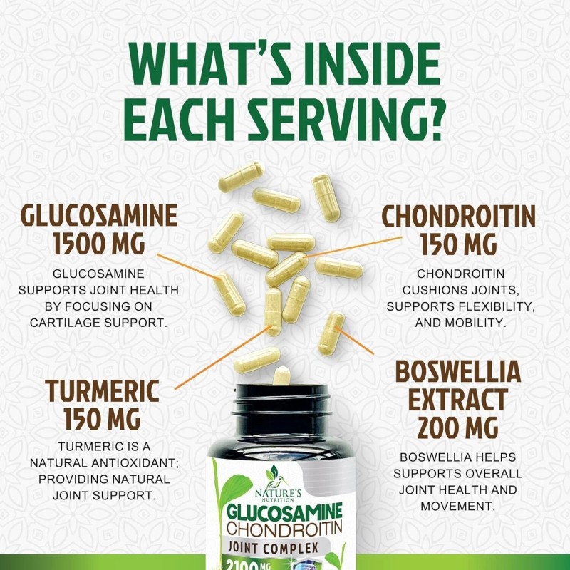 Glucosamine Chondroitin Turmeric MSM Triple Strength Joint Support 2100mg