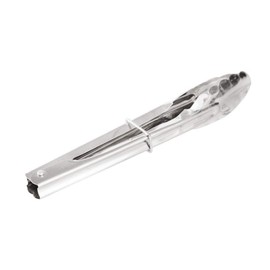 GCA 7-Inch Mini Stainless Steel Food Tongs with Silding Utility Tongs with Sliding Locking Rings, Scalloped Tip for Serving Appetizers, Desserts, Salads, Barbecue and Cooking (4Pcs)