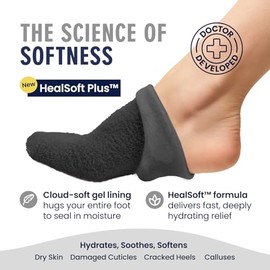 Dr. Frederick's Original Calcetines de gel hidratante para hombres y mujeres, pies secos y tratamiento de talón agrietado, forro de gel para pies comp