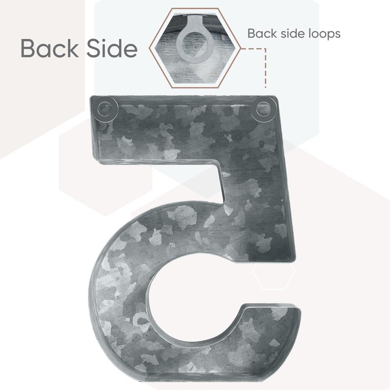 CraftyCrocodile 7" Galvanized Metal Numbers for Wall Decor - 3D