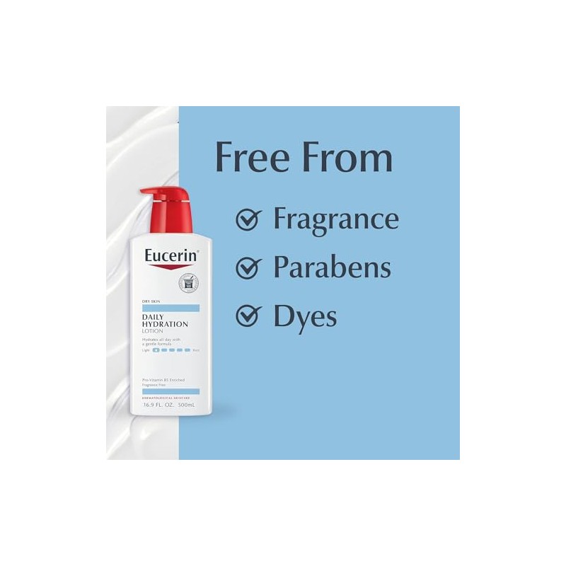 Eucerin Daily Hydration Moisturizing Lotion, Fragrance Free 16.9 oz (Pack