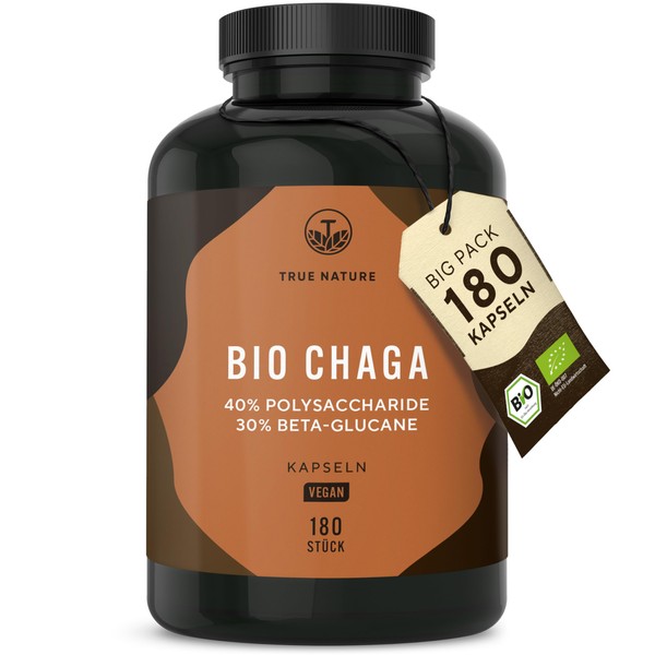 TRUE NATURE ORGANIC Chaga Mushroom Extract - 180 Capsules -