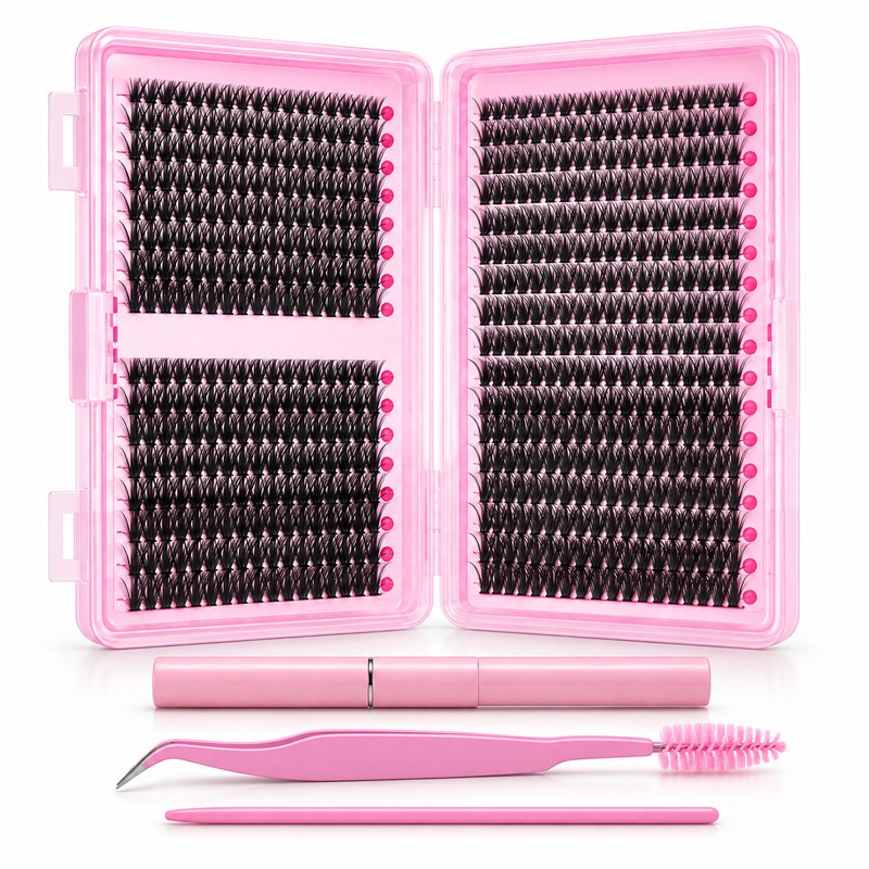 700PCS DIY Eyelash Extension Kit – D-Curl Lash Clusters with