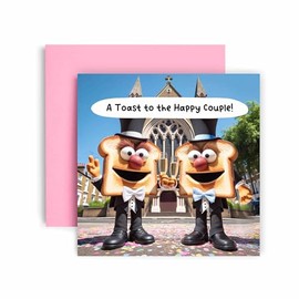 Huxters ‘A Toast to the Happy Couple’ Gay Wedding gifts Congratulations Wedding card - Wedding gifts for couple - Recyclable Paper with Envelope - (Groom and Groom)