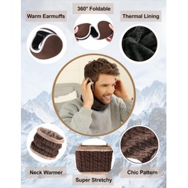 6 Piezas Set de Bufanda Gorro Guantes para Hombre y Mujer Invierno,Gorro de Punto Cálido y Guantes Mujer,Accesorios Cálidos de Invierno,Calcetines，Bufanda,Gorro Cálido de Punto de Invierno (Marrón)