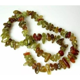PremiumBead Rare Green & Cinnamon Grossular Garnet Nugget Bead Strand 110469A