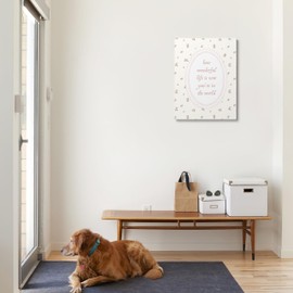 XWELLDAN How Wonderful Life Is Now You're in the World Sign Floral Nursery Baby Girl Room Framed Canvas Wall Art Decor, Girls Bedroom Playroom Decor, 11x14 Inches