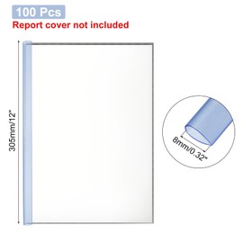 PATIKIL 100Pcs Binding Bars, 8mm Binding Bars Slide Grip 50 Sheets Capacity A4 Size Report Binder Teardrop Shape Presentation Binder for Report Cover Resume, Clear Blue