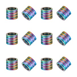 UNICRAFTALE About 12pcs Rainbow Color Paracord Bead 10mm Diameter Column Spacer Metal Lanyard Stainless Steel Grooved Tube Beads Large Hole for DIY Bracelet Necklace Jewelry Making