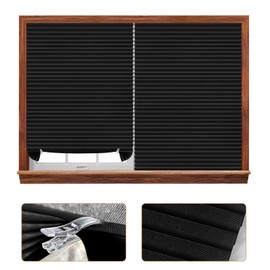 2 Pack Blackout Blinds Temporary Window Shades Cordless Pleated Fabric Shades Light Filtering Pleated Paper Shade with 4 Clips for Bathroom Kitchen Living Room Office, Easy to Cut and Install