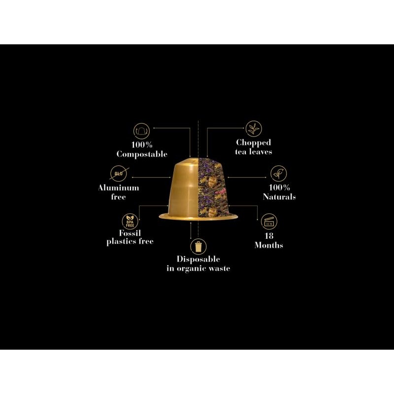 Caffè Piceno Teespresso Green Tea Capsules, compatible with Nespresso Original