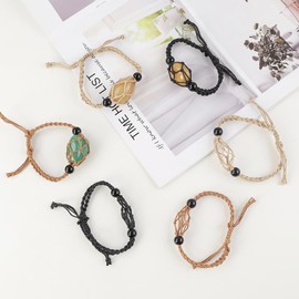 VNVETYTO 12 PCS Bracelets Crystal Cage Bracelets Holder Bracelets Cord Empty Stone Holder Replacement Hand-Woven with Adjustable Length