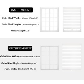 GHV Cordless Zebra Blinds for Windows Free-Stop Shades Light Filtering Dual Layer Light Control for Day and Night (White, 36 in (W) x 64 in (H))