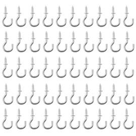 Jamiikury 50Pcs 1/2 Inch Cup Hooks, Silver Ceiling Hooks Small Screw-in Hooks Metal Screw Hooks Nickel Plated Hooks