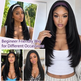 Layered Headband Wig Long Straight Headband Wigs for Black Women Half Wigs