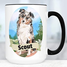Australian Shepherd Custom Dog Mug | Your Dog's Name on a Cup | Microwave and Dishwasher Safe