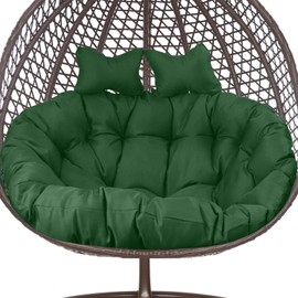 Boshen Double Egg Chair Cushion Replacement 59x43in –2 Seater Premium Outdoor Swing Chair Pad with Ties, 6.3Inch Thickened Memory Foam & Waterproof Cover – Dark Green