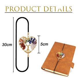 TJUSPIRIT Heart Bookmark Pack of 2 Elastic Bookmarks Chakra Tree of Life Bookmark Gift for Women Men Teenagers Children Teachers (7 Chakra)