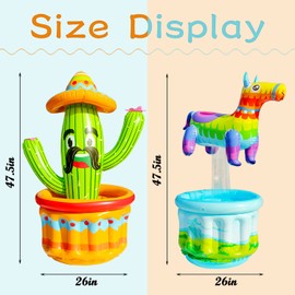 PARENTSWELL 2 Pack Inflatable Cactus Cooler, 47.5'' Inflatable Blow Up Alpaca Drink Cooler with Sombrero Hat, Pool Party Decorations Supplies for Hawaiian Tropically Themed Party