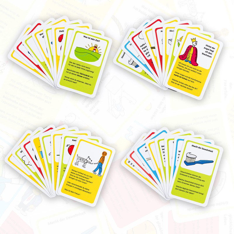 Coaching cards set - setting goals, sticking to them, solving