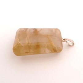Rutilquarz Edelstein | Ketten Anhänger 925 Silber | Echter Rutilquarz Rohstein poliert N-14
