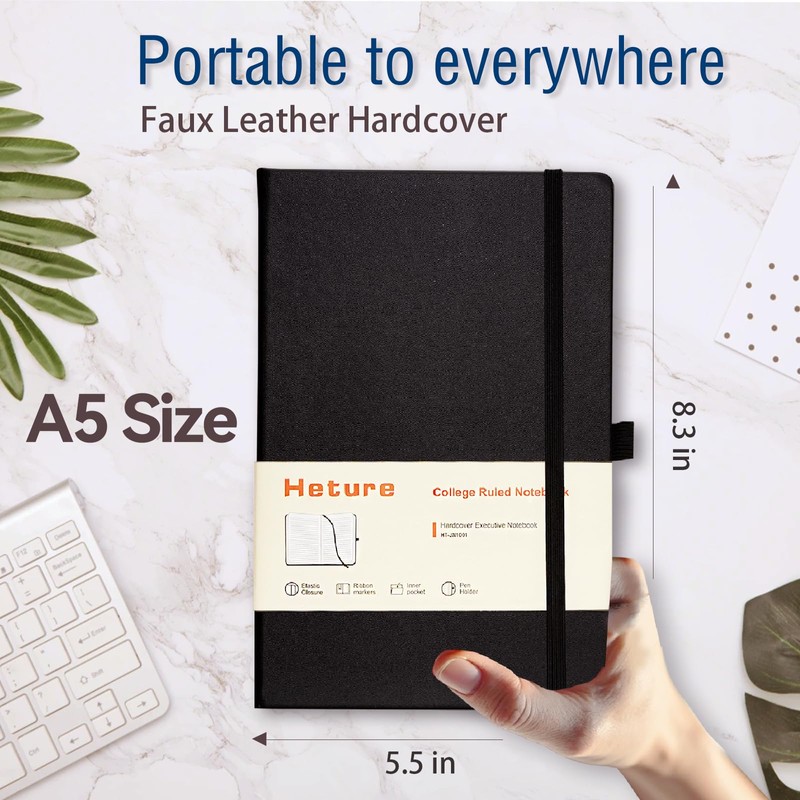 Heture 8 Pack Lined Journal Notebooks,A5 Hardcover Notebooks, 5.5 x
