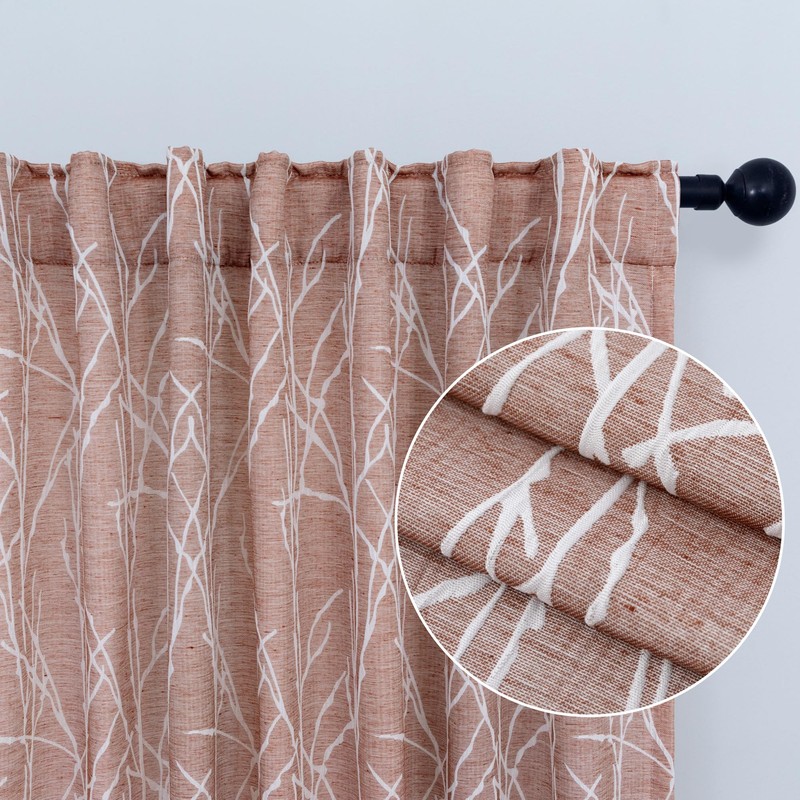 Boho Terracotta Curtains 84 Inch Length for Living Room Darkening