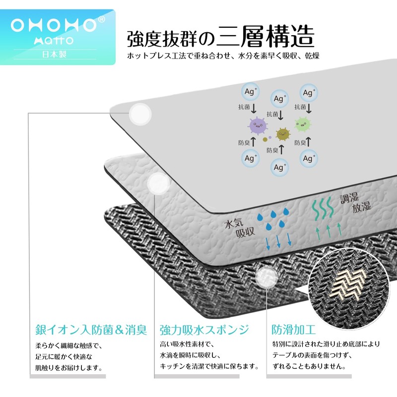 Dish Drying Mat, Set of 8, Made in Japan, Diatomaceous