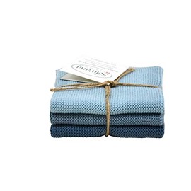 Solwang 100101102 Set of 3 Wiping Cloths Rustic Blue Knitted 100% Oeko-Tex Cotton Approx. 25 x 25 cm Stainless Steel