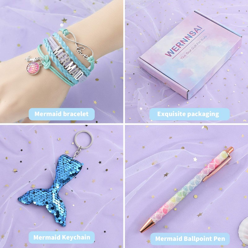 Plush Mermaid Notebook Set - Glitter Diary for Kids Embroidery