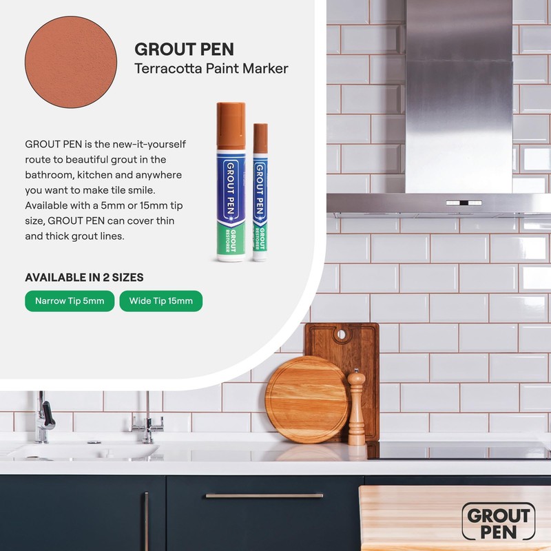 Twin Pack (TERRACOTTA) Grout Pen - Designed for restoring tile