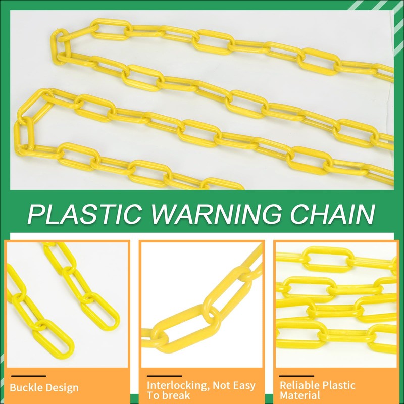 Keadic 5M 21PCS Plastic Fence Chain Plastic Warning Chain Chain