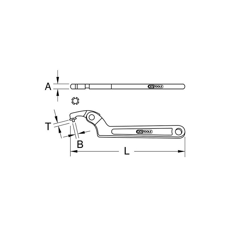 KS TOOLS 517.1312 Flexible Hook Wrench with pin, 19-50mm, one